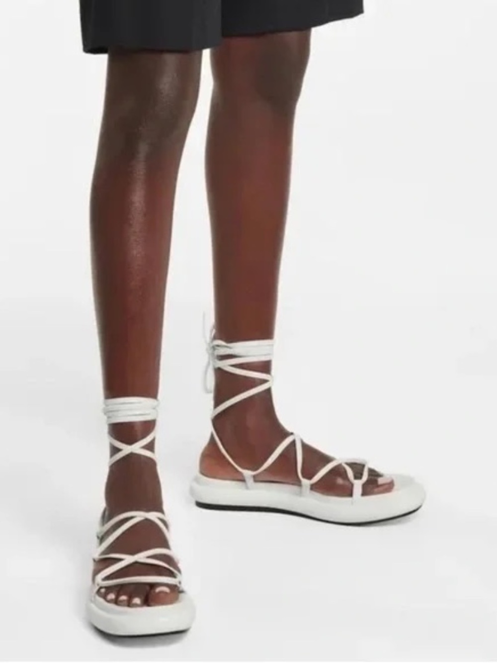 Khaite Alba White Leather Platform Gladiator Sandals, Size 39